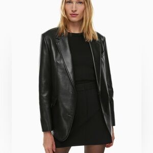 Aritzia Black Faux Leather Blazer